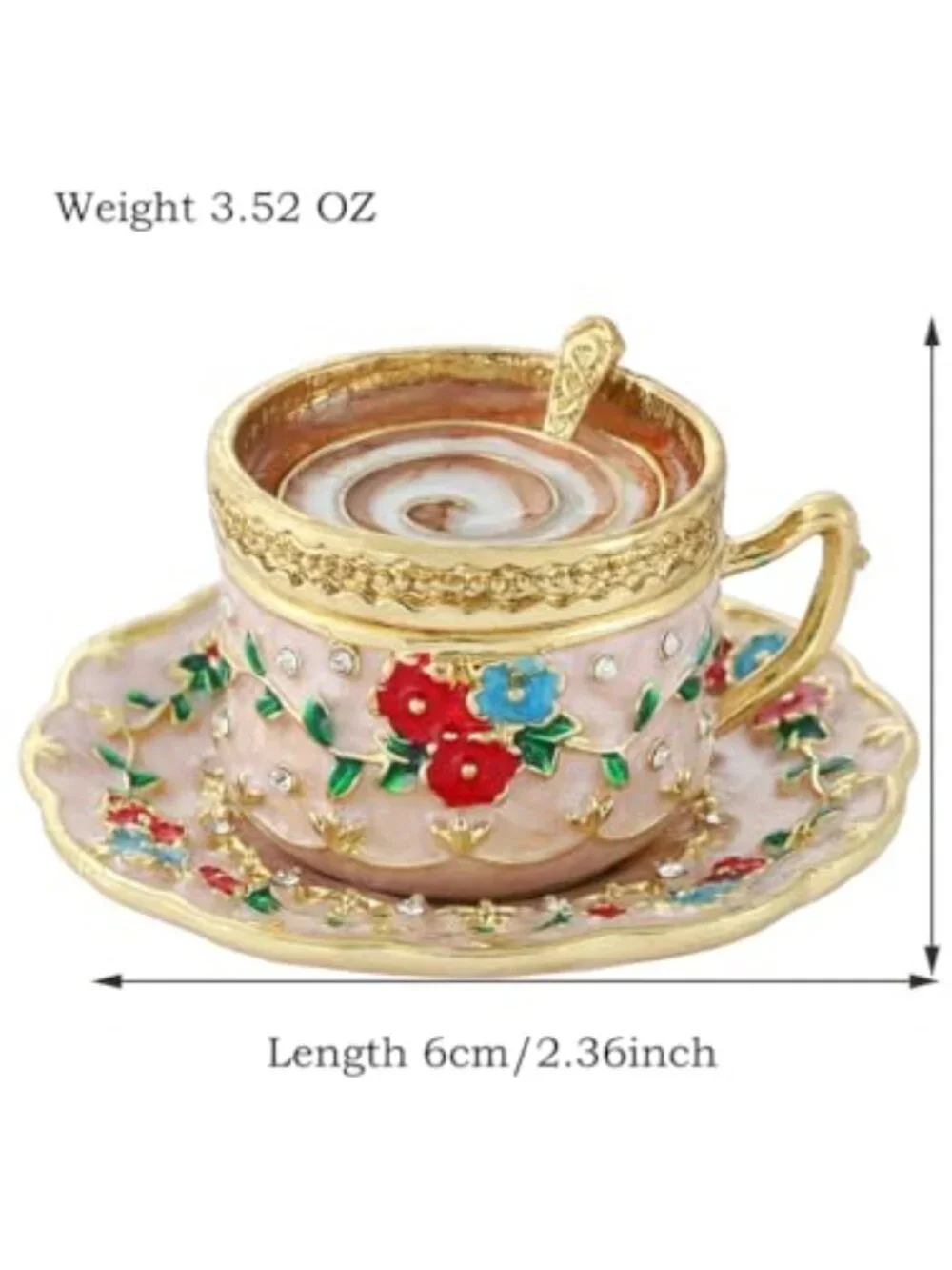 Crystal Coffee Cup Trinket Jewelry Box